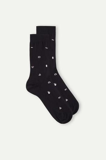 Intimssimi Short Socks in Patterned Cotton Negras | PEXMI15617