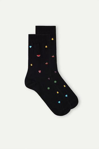 Intimssimi Short Socks in Patterned Cotton Negras | SPEVO25780