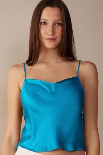 Intimssimi Silk Crop Camisole Azules | XPEGW64425