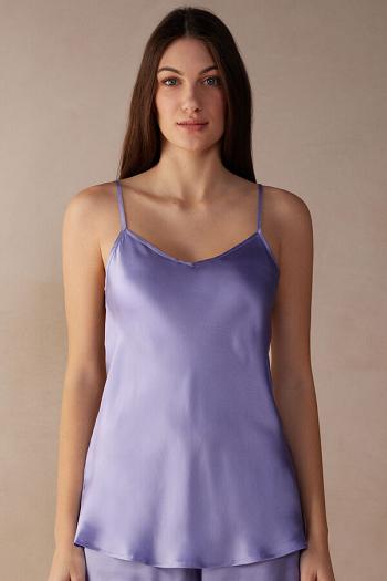 Intimssimi Silk Satin Top with V-neckline Violet | TPEPQ84971