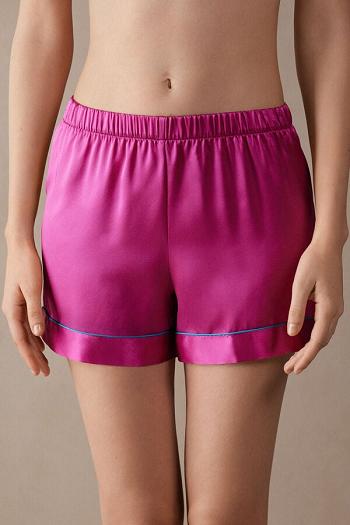 Intimssimi Silk Shorts with Contrast Trim Rosas | DPEKV29147