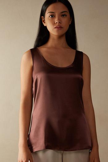 Intimssimi Silk and Modal Tank Top Marrones | PEDYB82787