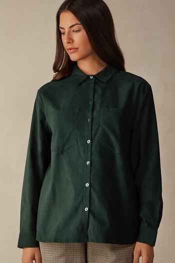 Intimssimi Slow and Cozy Velvet Shirt Verde | MPEHR57815