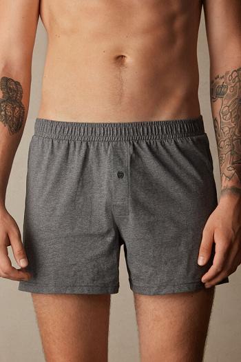 Intimssimi Solid Color Cotton Jersey Relaxed Fit Boxers Gris Oscuro | ZPEMJ81007