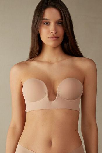 Intimssimi Stick-On Bandeau Plunge Bra with Graduated Cups Natural | QPEWA81942