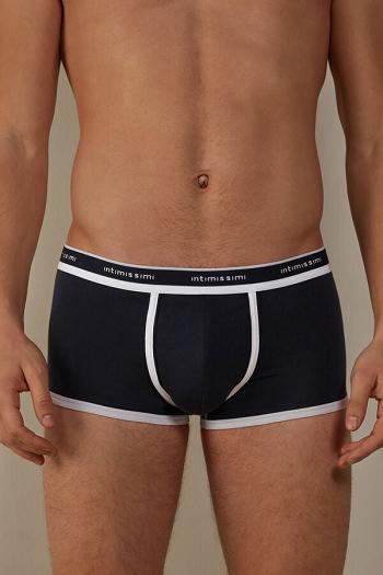 Intimssimi Stretch Supima® Cotton Boxer Shorts with Logo Detail Azules | PEDFL29134