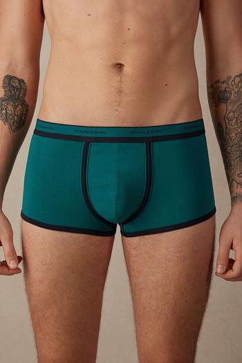 Intimssimi Stretch Supima® Cotton Boxer Shorts with Logo Detail Verde | PEJBT63210