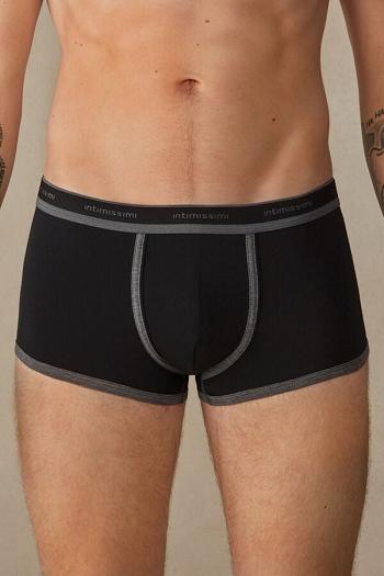 Intimssimi Stretch Supima® Cotton Boxer Shorts with Logo Detail Negras | SPENY25332