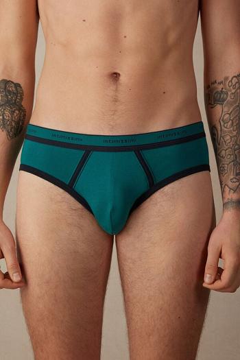 Intimssimi Stretch Supima® Cotton Brief with Logo Detail Verde | FPEHY97482