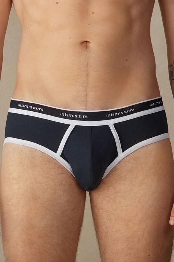 Intimssimi Stretch Supima® Cotton Brief with Logo Detail Azules | MPEFT52255