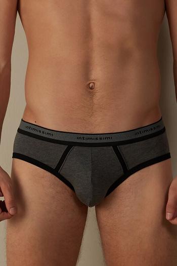 Intimssimi Stretch Supima® Cotton Brief with Logo Detail Negras | MPEHR47012