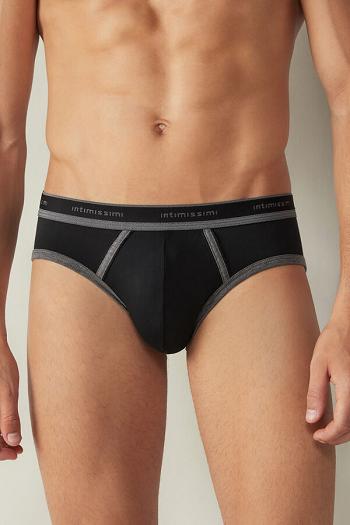 Intimssimi Stretch Supima® Cotton Brief with Logo Detail Negras | PEJZR20723