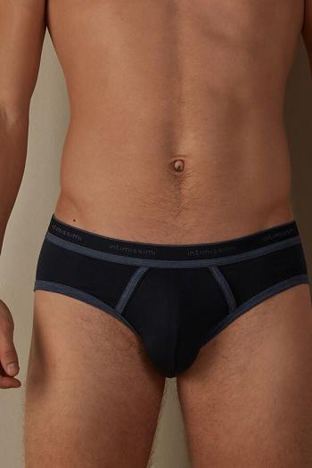 Intimssimi Stretch Supima® Cotton Brief with Logo Detail Azules | PPEQX91110