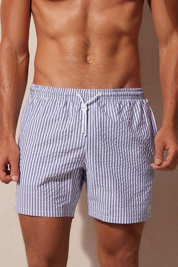 Intimssimi Stripe Print Seersucker Swim Trunks Azules | PEEAH15894