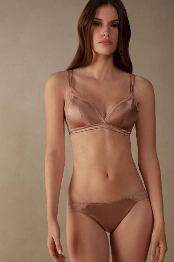 Intimssimi Tiziana Silk and Lace Triangle Bra Natural | UPEND44642