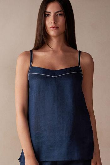 Intimssimi Yacht Night Linen Top Azules | PPEQX42745