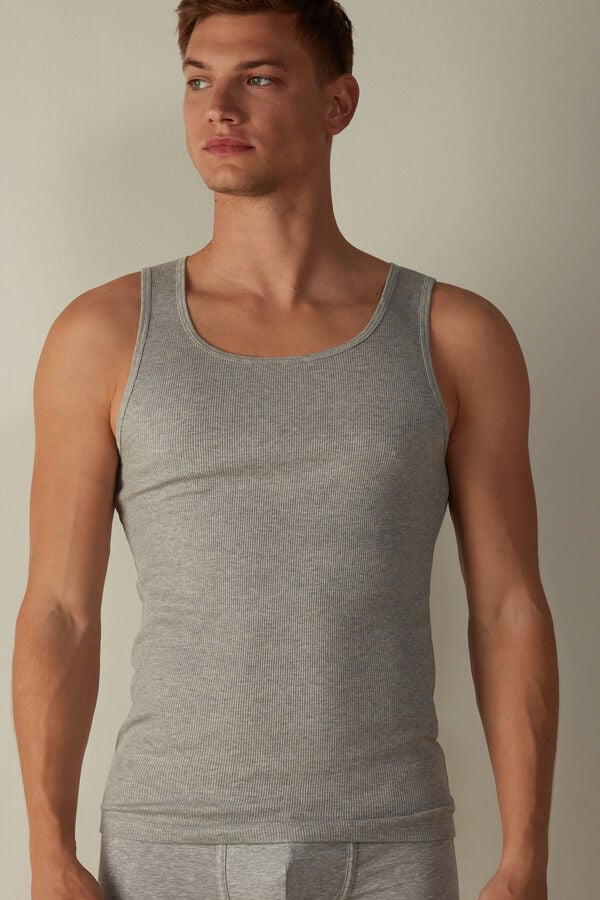 Intimssimi Acanalado Supima Cotton Tank Top Gris | BPESD35422