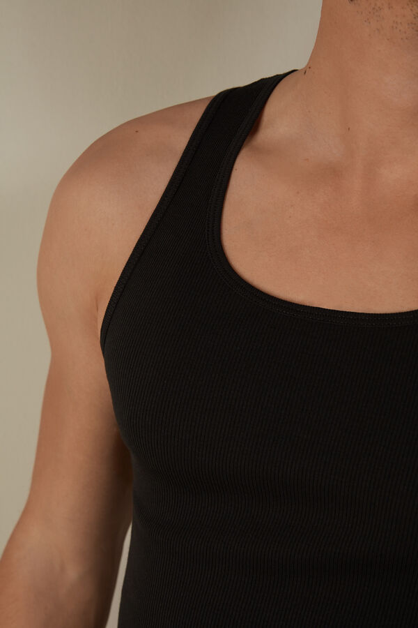 Intimssimi Acanalado Supima Cotton Tank Top Negras | FPEUI44903