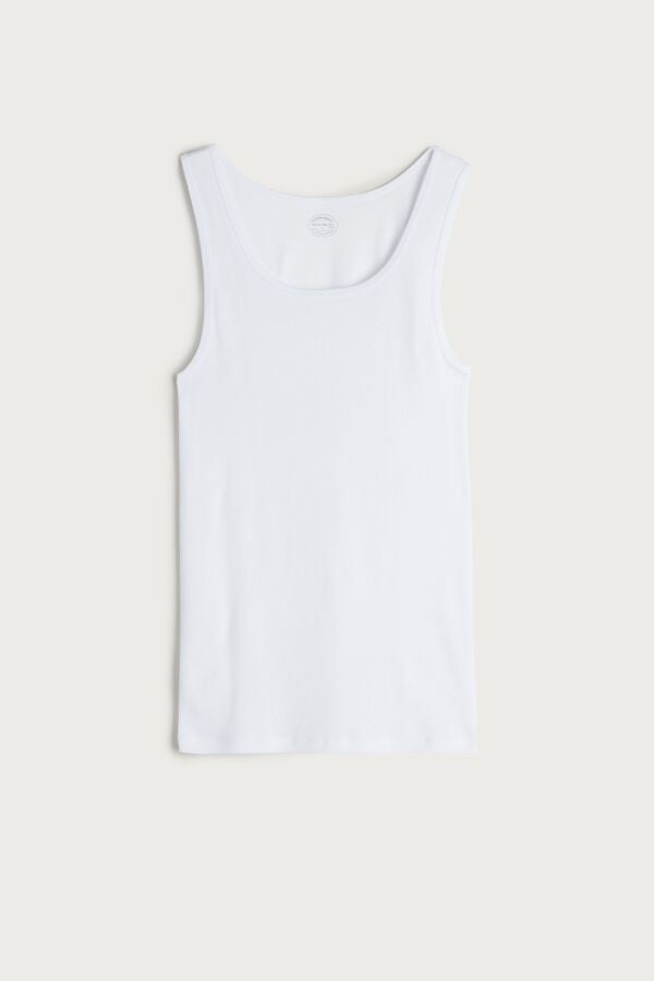 Intimssimi Acanalado Supima Cotton Tank Top Blancas | TPEPQ55071