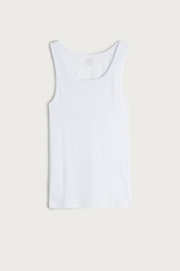 Intimssimi Acanalado Supima Cotton Tank Top Blancas | YPEGT89414