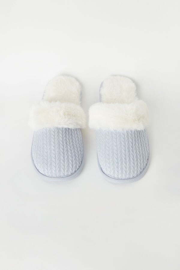 Intimssimi Acanalado Velvet Slippers with Faux Fur Blancas | DPEKV48653