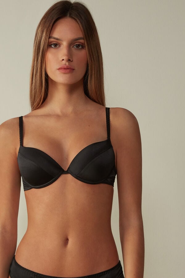 Intimssimi Bellissima Silk Push-Up Bra Negras | ZPEMJ52989