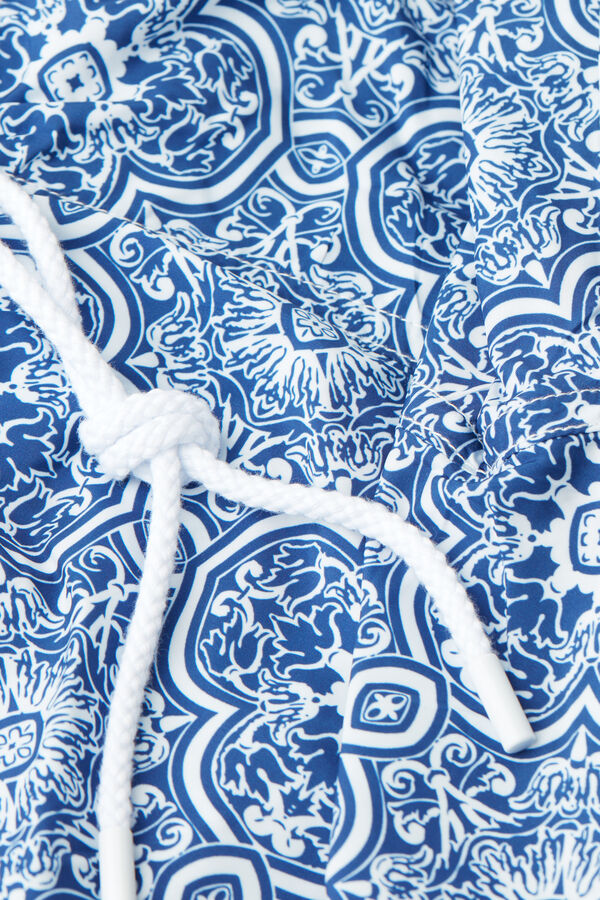 Intimssimi Blue Majolica Print Swim Trunks Azules | DPEVO34442