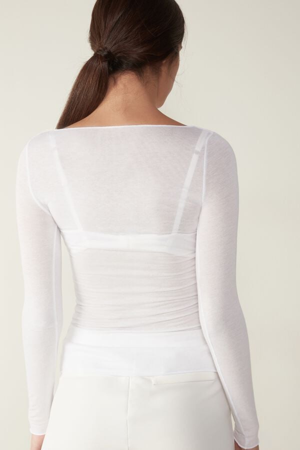 Intimssimi Boat Neck Modal Cashmere Ultralight Top Blancas | PEZPD18159