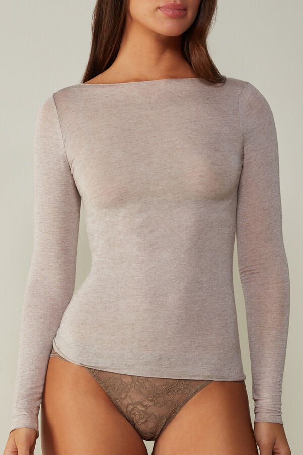 Intimssimi Boat Neck Modal Cashmere Ultralight Top Natural | UPEND96886