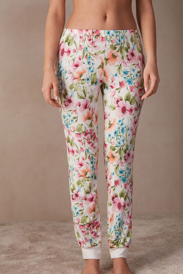 Intimssimi Botanical Lyrics Full Length Modal Pants Blancas | BPESD89756