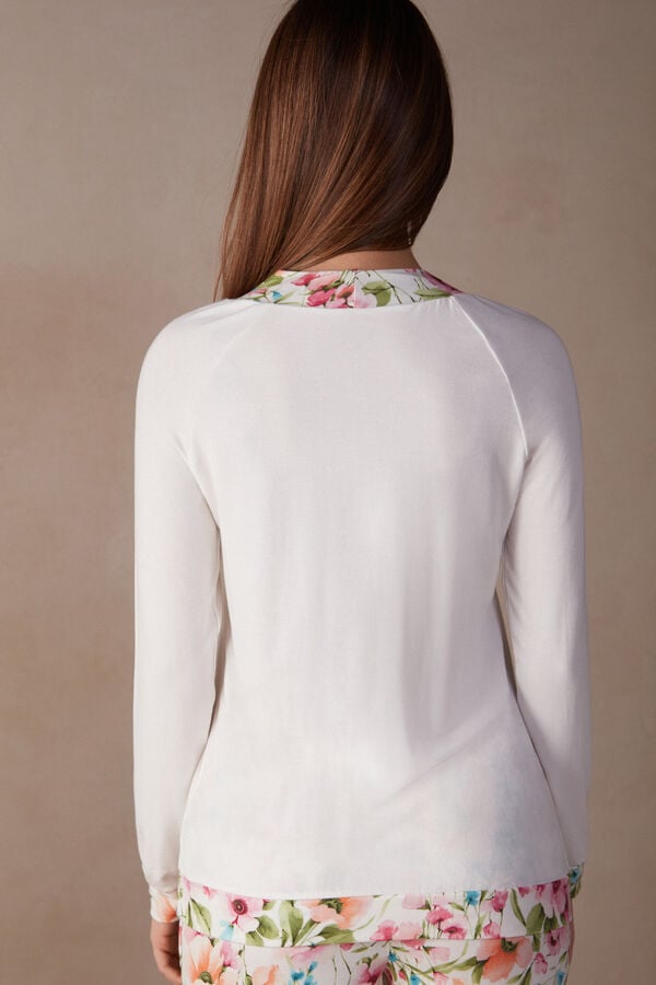 Intimssimi Botanical Lyrics Long Sleeve Modal Top Blancas | PEQCS22358