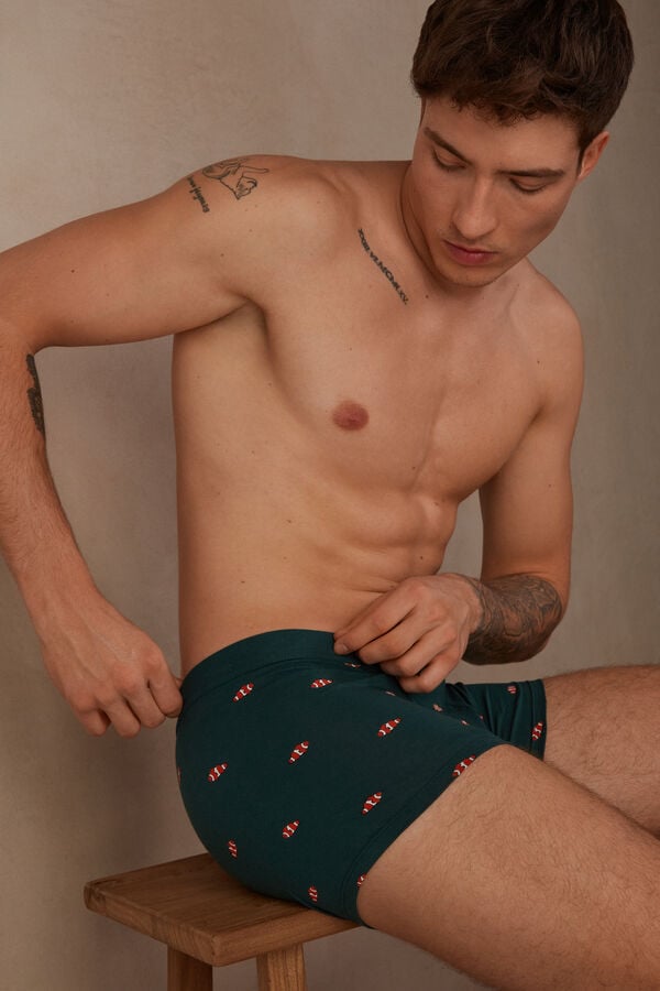 Intimssimi Clownfish Boxers in Natural Fresh Supima® Cotton Verde | LPESX18210