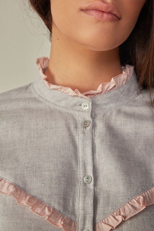 Intimssimi Cotton Rouches Brushed Cotton Cloth Long Sleeve Shirt Gris | BPESO56631