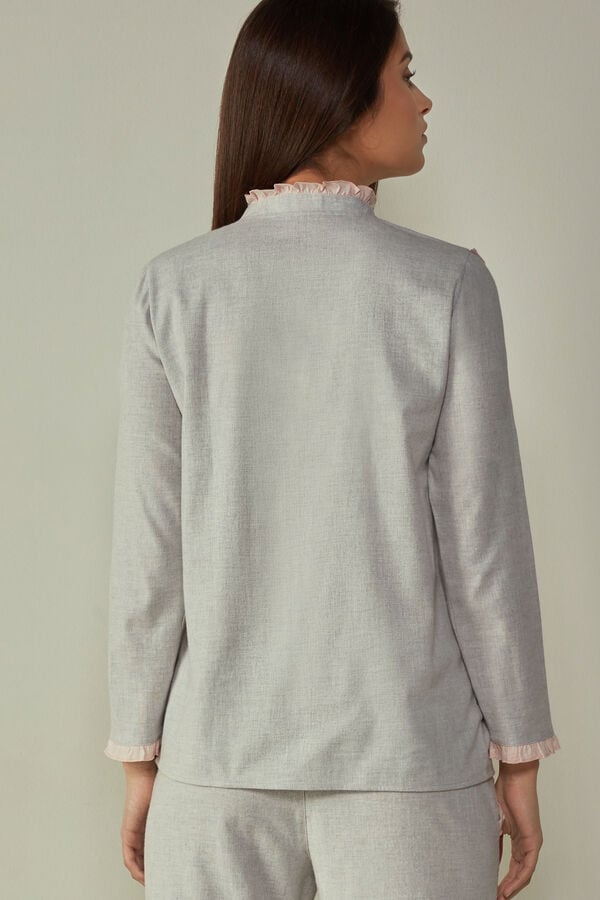 Intimssimi Cotton Rouches Brushed Cotton Cloth Long Sleeve Shirt Gris | BPESO56631