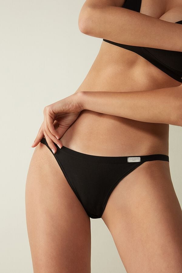 Intimssimi Cotton String Panties Negras | SPENY39023