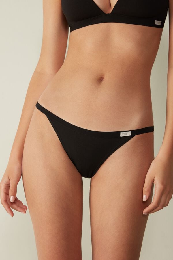 Intimssimi Cotton String Panties Negras | SPENY39023