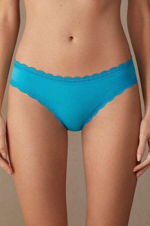 Intimssimi Cotton and Lace Panties Azules | BPESD49676