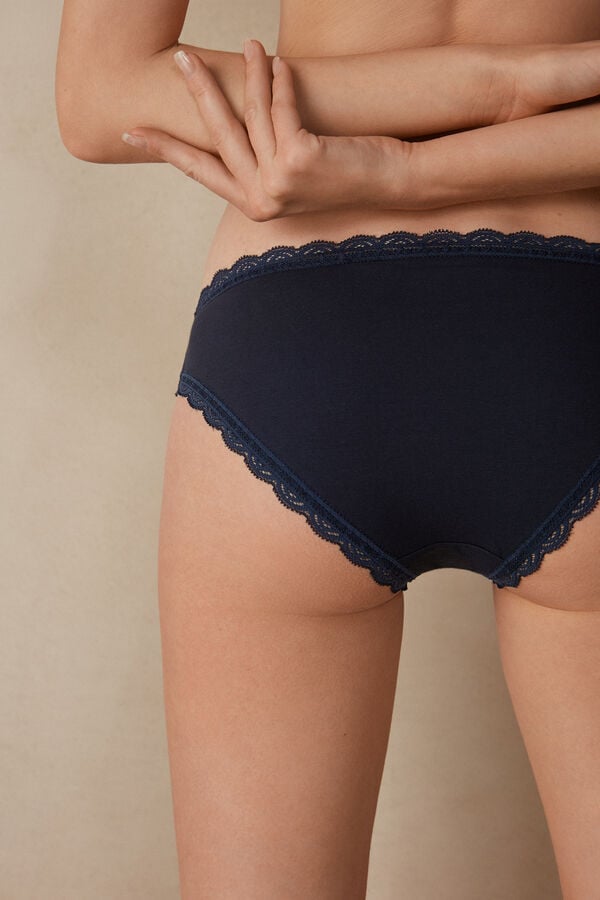 Intimssimi Cotton and Lace Panties Azules | YPEVQ19877