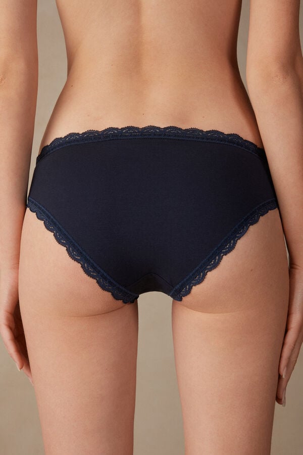 Intimssimi Cotton and Lace Panties Azules | YPEVQ19877