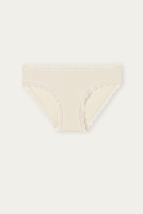 Intimssimi Cotton and Lace Panties Natural | QPEWA41508