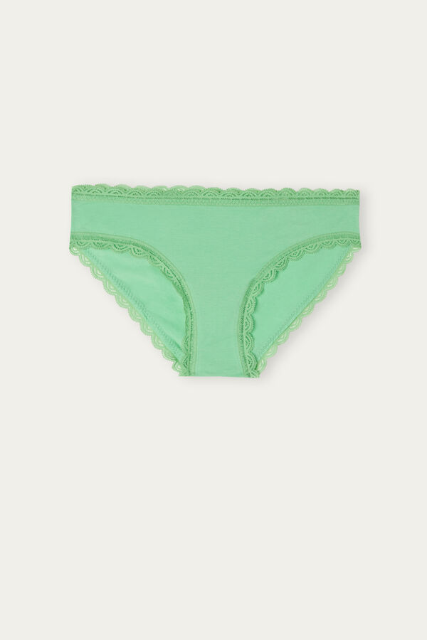 Intimssimi Cotton and Lace Panties Verde | PEJKU13945