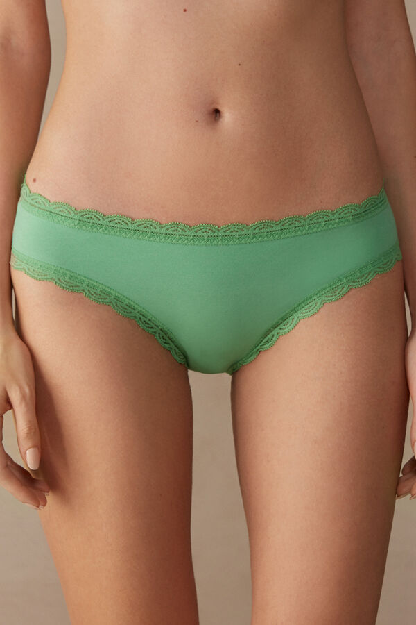 Intimssimi Cotton and Lace Panties Verde | PEJKU13945