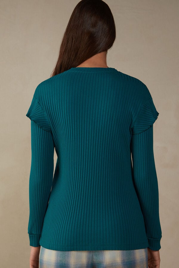 Intimssimi Cozy Mountains Long Sleeve Acanalado Top Verde | PEICD91853