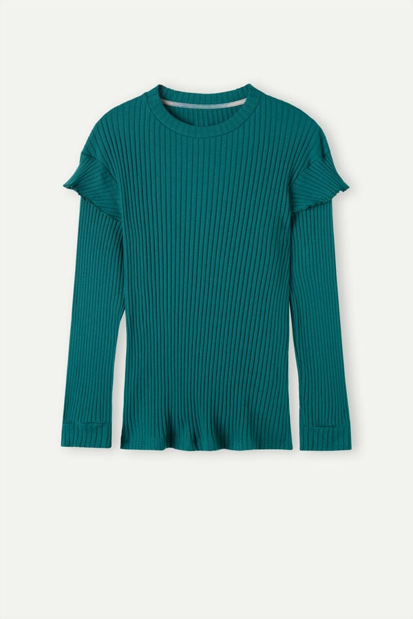 Intimssimi Cozy Mountains Long Sleeve Acanalado Top Verde | PEICD91853