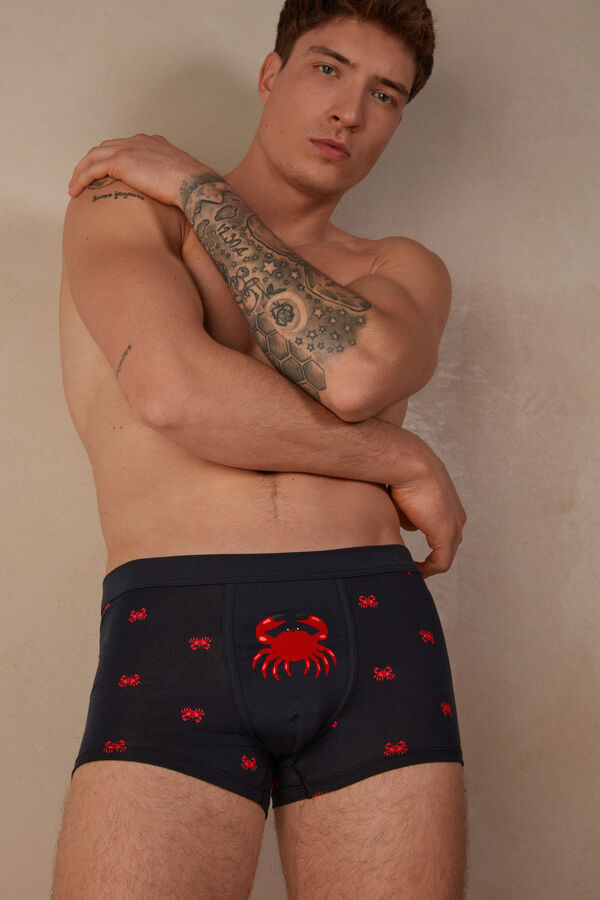 Intimssimi Crab Boxers in Natural Fresh Supima® Cotton Azules | UPETG92084