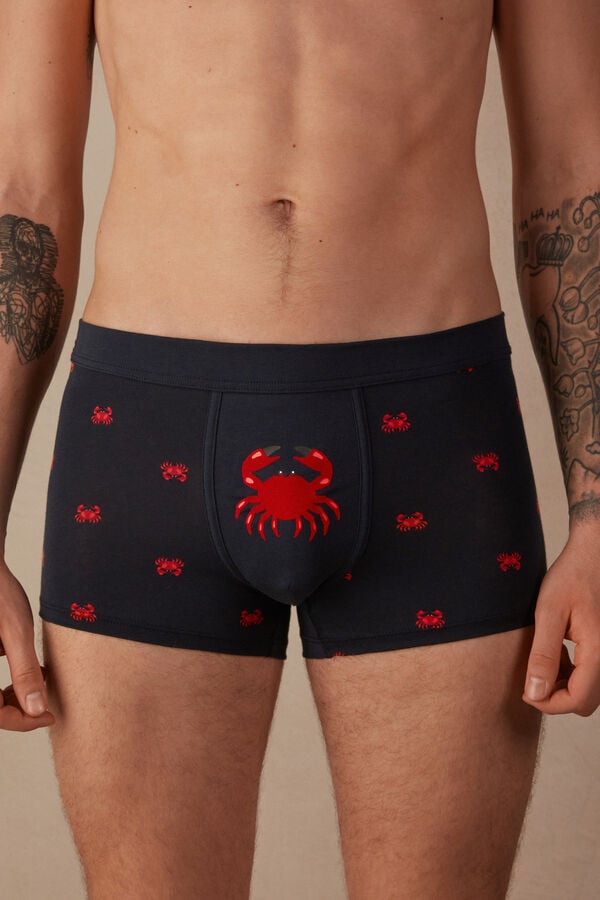 Intimssimi Crab Boxers in Natural Fresh Supima® Cotton Azules | UPETG92084