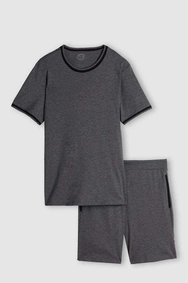 Intimssimi Cropped Basic Supima® Cotton Pajamas Gris Oscuro | MPEHR76806