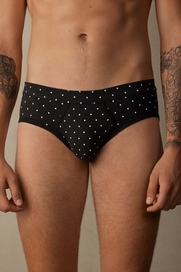 Intimssimi Dotted Briefs in Stretch Supima® Cotton Negras | DPEVO97704