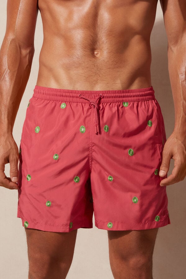 Intimssimi Embroidered Kiwi Swim Trunks Rojas | UPETG50074