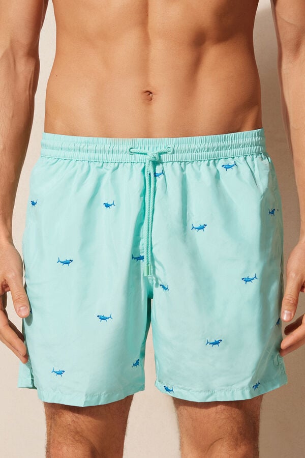 Intimssimi Embroidered Shark Swim Trunks Print | PEJVR65699